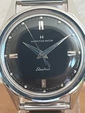 Hamilton Ricoh Cal555E Electric Balance Black Dial Serviced Rare Wristwatch
