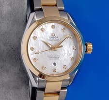 Ladies Omega Seamaster Aqua Terra 18K Gold Diamond Watch - 231.20.34.20.55.002