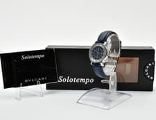[ MINT /Box, Paper] BVLGARI Solotempo ST29S Blue 29mm Qz Ladies Watch JAPAN