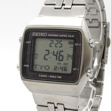 [NEAR MINT] SEIKO SPIRIT S760-0AA0 Solar Digital Silver Men's From JAPAN Z218