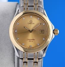 Mens Omega Seamaster 18K Gold & SS watch - Gold Diamond Dial - 2311.15