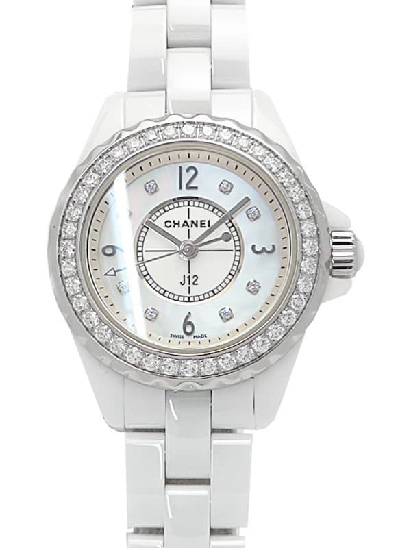 CHANEL J12 White Ceramic 29mm 8P & Diamond Bezel H2572 SW17149