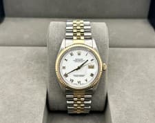 Rolex Datejust 16013 36mm White Roman Dial 18k Yellow Gold Stainless Steel