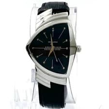 Hamilton Ventura H24411732 Black Leather Quartz Watch Used From Japan