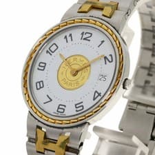 Hermes Wristwatch Sellier Quartz Stainless Steel SSxGP Men's White Dial Date
