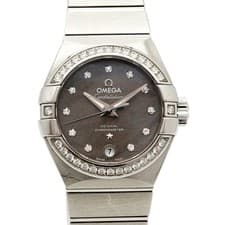 OMEGA WATCH CONSTELLATION 123.15.27.20.56.001 AUTOMATIC SEE-THROUGH BACK WOMEN'S