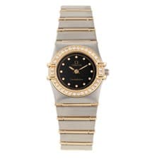 Omega Constellation Stainless Steel Yellow Gold Black Dial 22mm