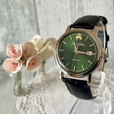 Brooks Brothers Automatic Watch Green Dial 42mm Silver Case Mens Clean