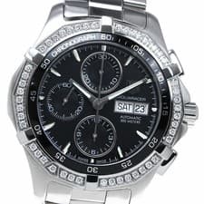 TAG HEUER CAF2014 Aquaracer Diamond Bezel Chronograph Automatic Men s Good Condi