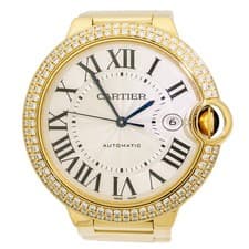 CARTIER   Large 18K Yellow Gold  42mm Diamond Ballon Bleu WE9007Z3 Box Warranty