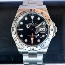 Rolex Explorer II Black 216570 42mm Steel Mens Travel Watch & Box Orange GMT