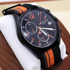 Hamilton Khaki Aviation Chronograph Quartz Watch Used Free Shipping