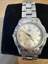 Tag Heuer 27mm Aquaracer Silver Steel Ladies Quartz Watch Mother Of Pearl Dial
