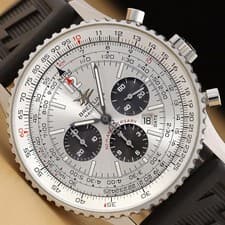 BREITLING MENS 42MM SILVER DIAL NAVITIMER 50th ANNIVERSARY A41322 WATCH