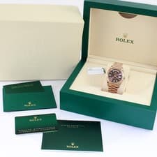 Rolex President Day Date 40 Ref 228235 Chocolate Baguette Rose Box/Card 2025