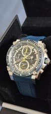 BULOVA PRECISIONIST 98B413 CHRONOGRAPH CARBON DIAL  BLUE STRAP WATCH