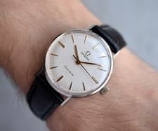 1968 Vintage Omega Geneve Mens Mechanical Dress Watch White Dial Great Condition