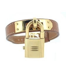 HERMES Watch Kelly KE1.201 Gold Champagne Brown Leather 20mm Women's Auth Rare