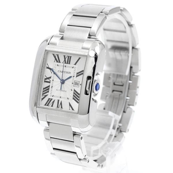 CARTIER TANK ANGLESEY LM W5310009 30mm SS Silver Dial Automatic Date #C326