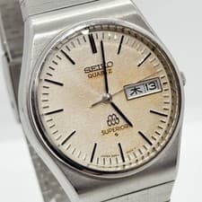 SEIKO Watch Superior 9983-8000 Silver White Quartz 35mm Men's Auth Rare