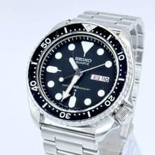 Seiko Diver Watch 7548-7000 Quartz 40mm Mens wrist 18cm Black Dial Vintage