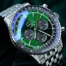 Breitling Navitimer B01 Chronograph Green Dial Steel 46mm MINT FULL SET AB0137