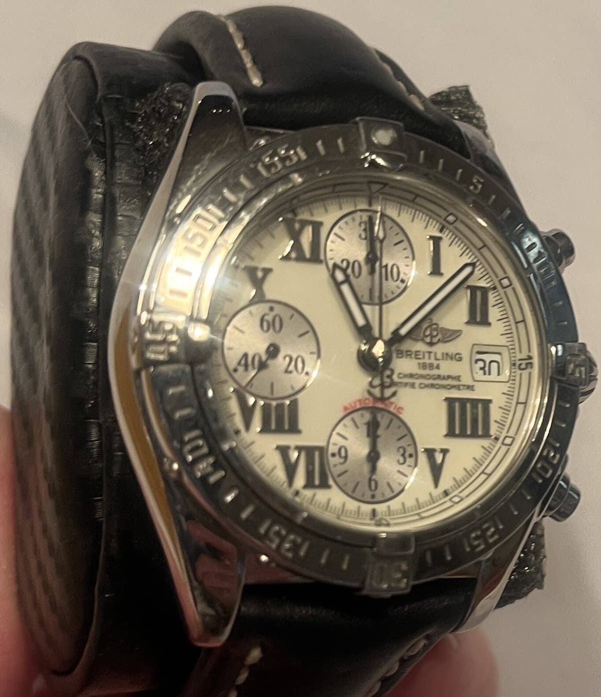 Breitling Chrono Cockpit A13358 Steel w/ Leather Strap Automatic 35mm