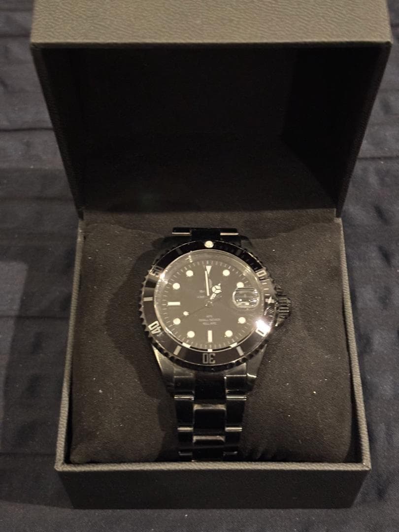 A BATHING APE Automatic Dive Watch Stainless Steel Black Used