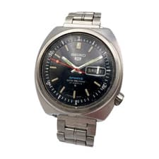 Seiko 5 Sports 6119-6020 Automatic Vintage Inner Bezel Day Date Black Dial Watch