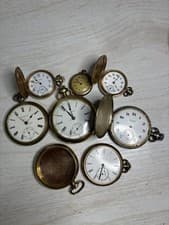 PARTS REPAIR SCRAP Lot Of 8, Gold Filled and 1 Sterling Watch Elgin Waltham