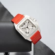 Cartier Santos 100 XL Silver Dial Chronograph Stainless Steel W20090X8 2740