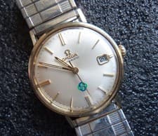 1970's Men's Omega Automatic Date 14K Solid Gold Bezel 35 mm Wristwatch