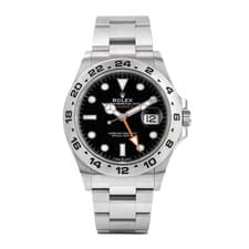 Rolex Explorer II Watch 42MM Black Index Hour Markers Dial Stainless Steel