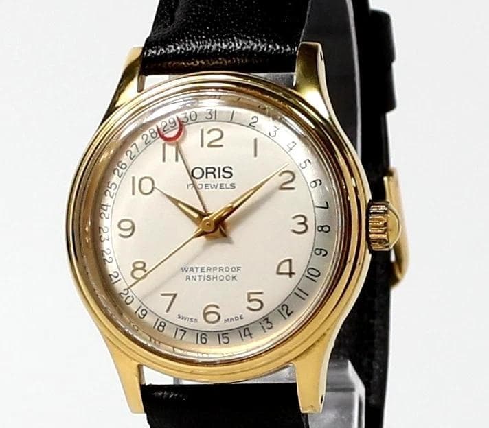 ORIS Pointer Date 302 7285B 32mm Mens Wristwatch Gold Hands Classic Design