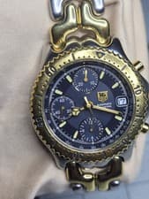 TAG Heuer CG2121 RO Mens SEL Automatic Chronograph Watch Link Black Gold