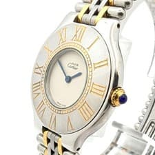 Cartier Must 21 Roman Two-Tone Beige Dial Quartz Ladies Watch Not Working Auth