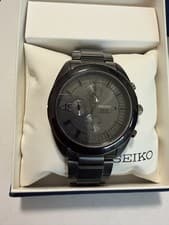 Seiko Men's Solar SSC235 Chronograph Grey Dial Gunmetal Watch MSRP $395