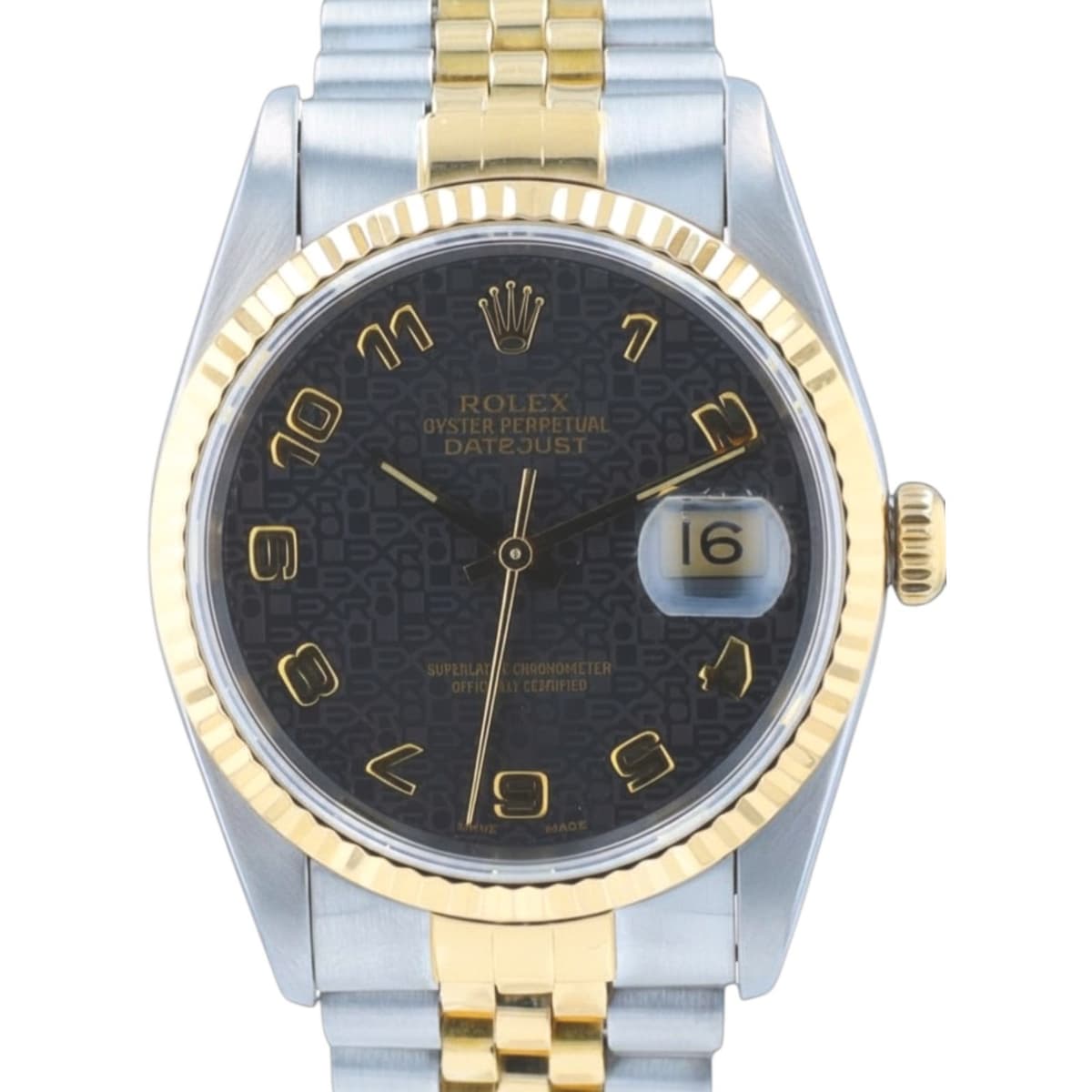 Rolex Datejust 16233 Two-Tone Factory Black Jubilee Dial 18KY SS Jubilee Watch