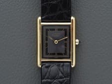 Cartier Tank Vermeil Quartz Grey Railway Dial 23.5x30mm 6 81006