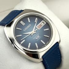 Citizen Seven Star V2 Automatic Blue Dial Day-Date Vintage Mens Watch 4-770781TA