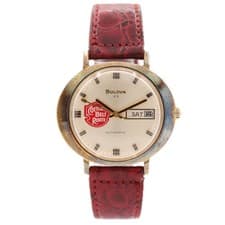 Vintage 38mm 1972 Bulova Cotton Belt Route Oval Automatic Wristwatch Gold Plated