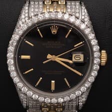 Rolex Datejust Diamond Bezel Watch 36mm Black Index Dial