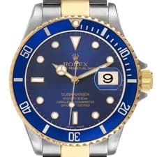 Rolex Submariner Steel Yellow Gold Blue Dial Bezel Mens Watch 16613