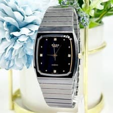 RADO Diamond Star 4 Quartz Watch Black Dial 175cm Adjustable Used