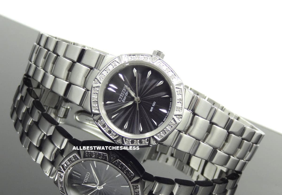 Citizen EP5830-56E Serano Eco-Drive Diamond Black Dial Stainless Ladies Watch