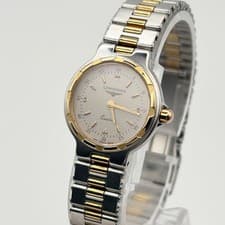 LONGINES Conquest Quartz Wristwatch Stainless Steel GP Silver Dial Ladies