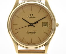 [EXC+4] Vintage OMEGA Seamaster Cal.1430 Quartz Gold Dial 33mm Men's Watch Japan