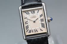 Cartier Must Tank 2416 2000 Christmas Limited Pink Roman Dial Quartz SV925 Women