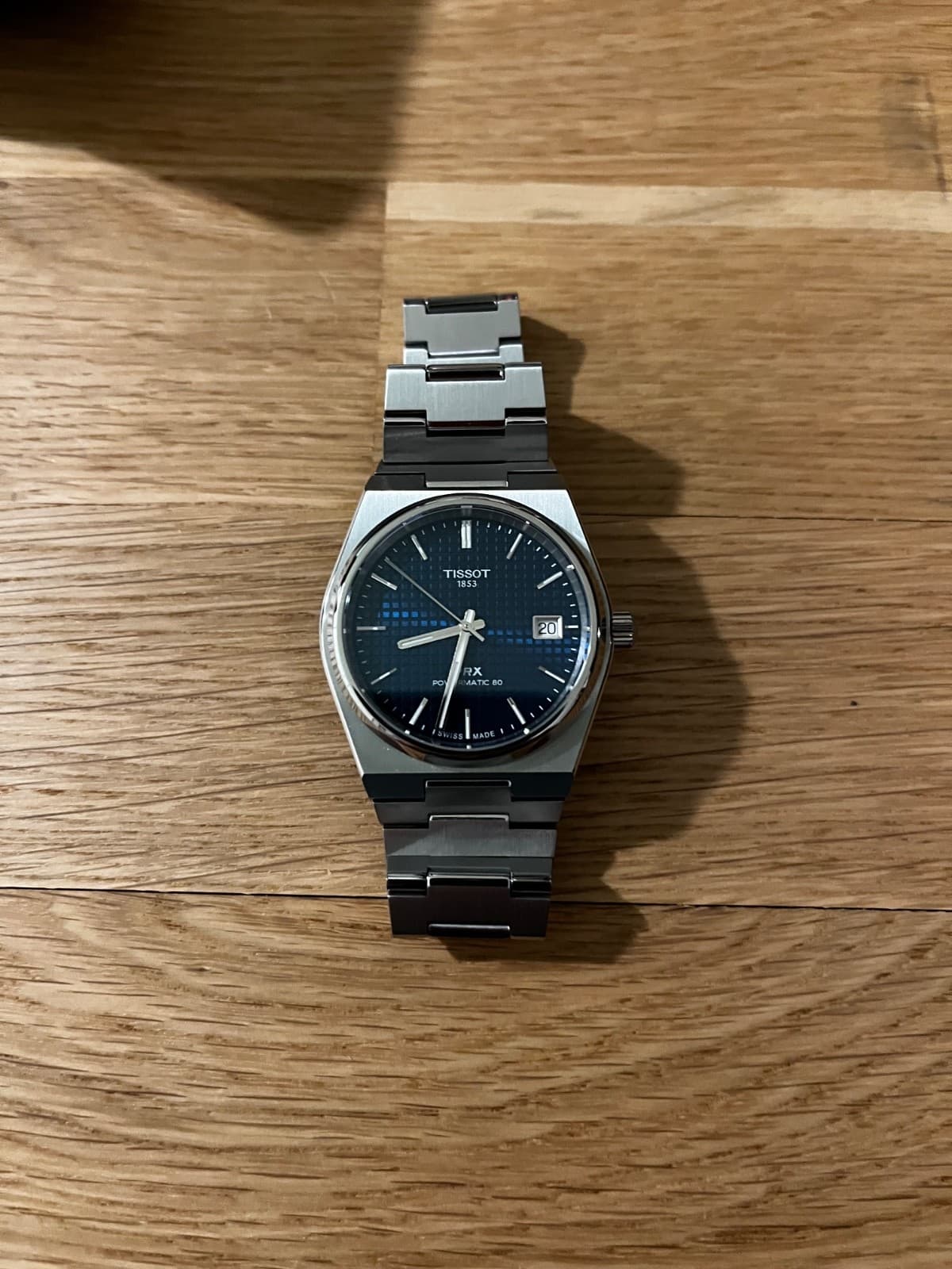 Tissot PRX 38mm Blue Waffle Dial Titanium Case - Powermatic 80 T1378074404100