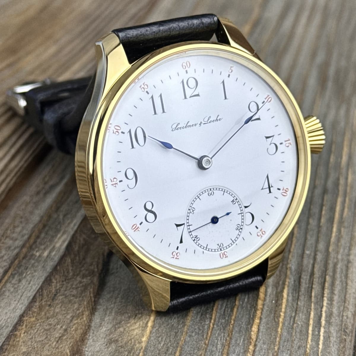 Marriage Watch & Original Omega Movement 1900, Enamel White Dial, Gold Case 48mm